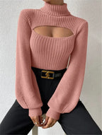 Chest Hollowed-out Turtleneck Sexy Sweater image 8