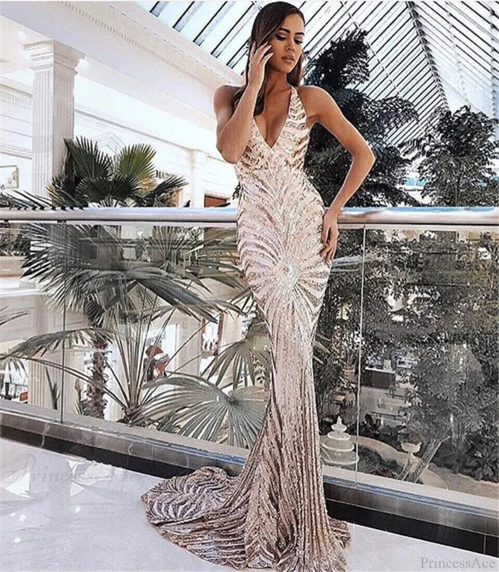 Chic Backless Lace Sequin Prom Dress image 6