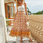 Chic Boho Skirts Hippie Floral Printed High Waist Rayon Robes image 5