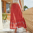 Chic Boho Skirts Hippie Floral Printed High Waist Rayon Robes image 3