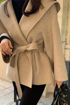 Chic Brown Woolen Hooded Overcoat image 2