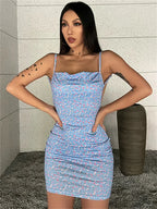 Chic Floral Print Backless Sling Mini Suspender Wrap Bodycon Party Dress image 3