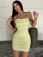 Chic Floral Print Backless Sling Mini Suspender Wrap Bodycon Party Dress image 2