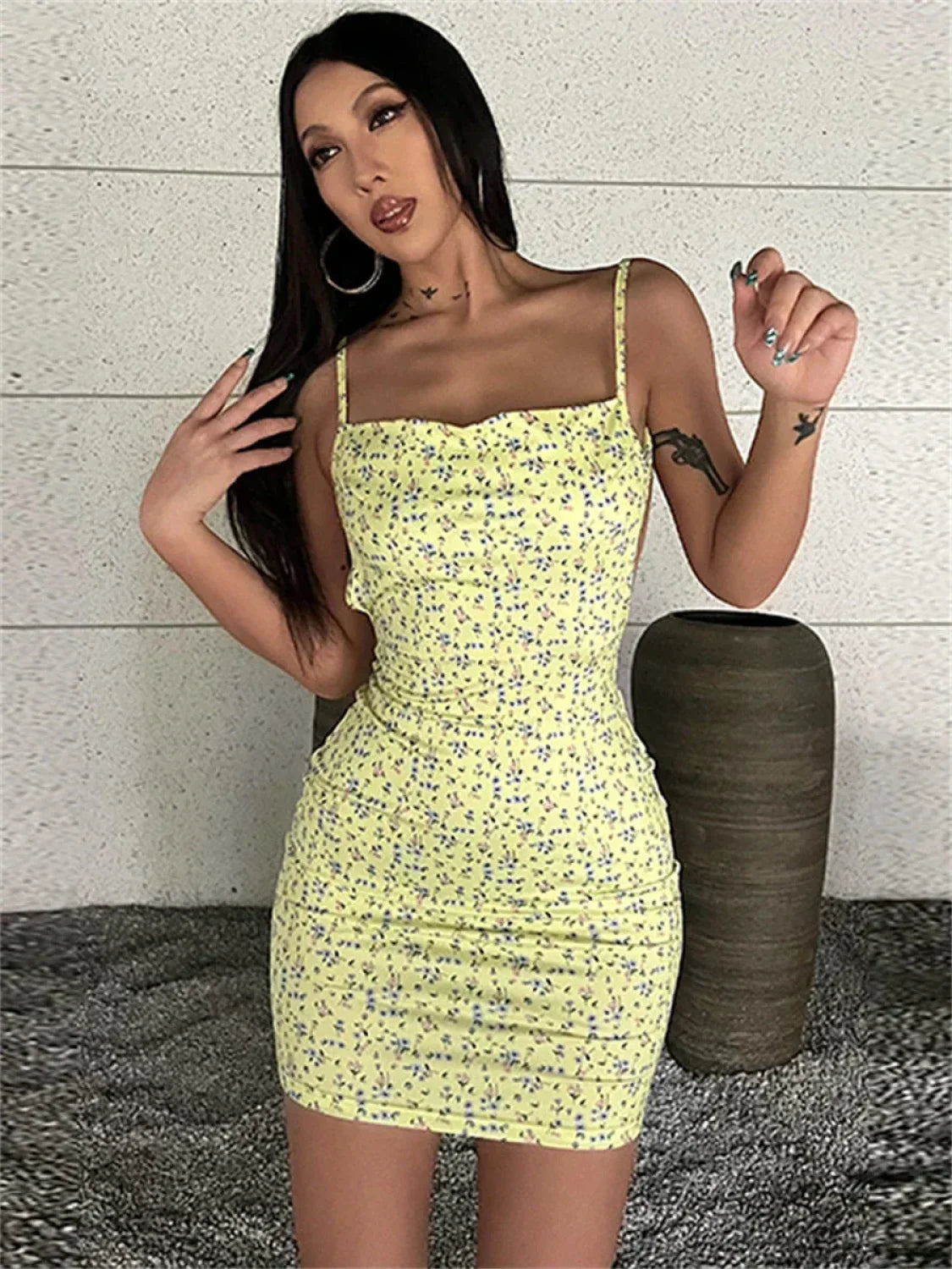 Chic Floral Print Backless Sling Mini Suspender Wrap Bodycon Party Dress image 9