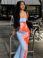 Chic Floral Strapless Midi Split Backless Dress image 4