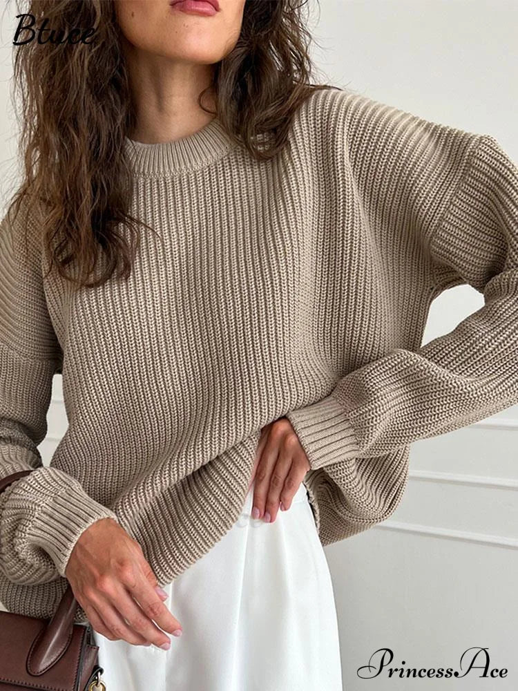 Chic O-neck Elegant Knitted Sweater Pullovers image 1