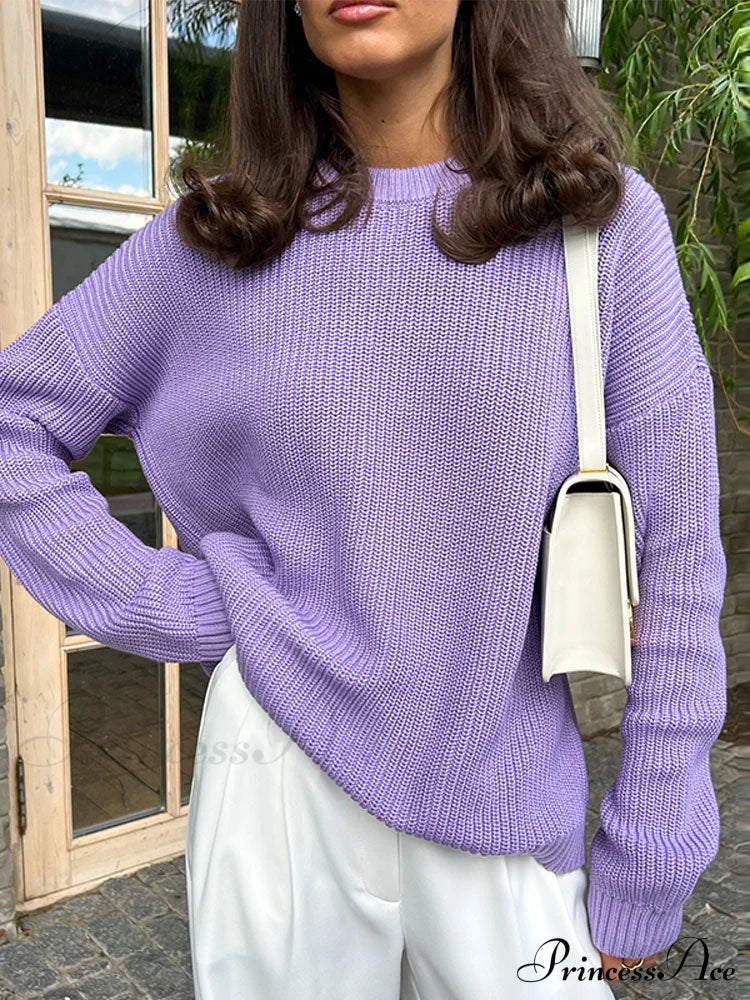 Chic O-neck Elegant Knitted Sweater Pullovers image 2