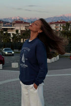 Chic Printed Crew Neck Oversized Long Sleeve Sweatshirt image 4
