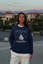 Chic Printed Crew Neck Oversized Long Sleeve Sweatshirt image 1