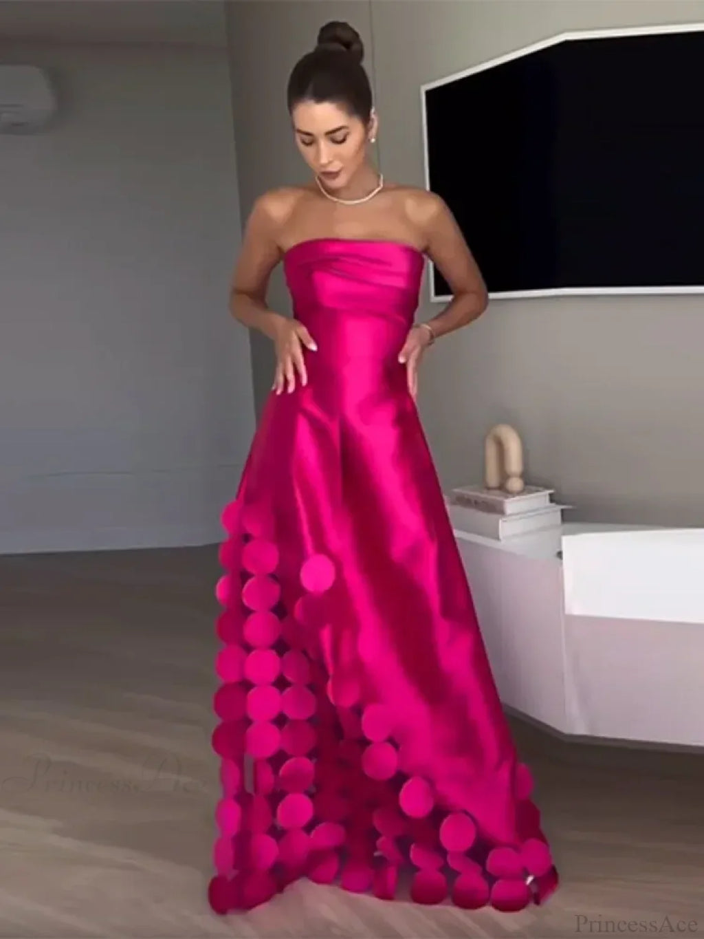 Chic Rose Red Sleeveless Satin Maxi Dress Elegant Backless Pleated Party Dress image 1