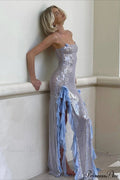 Chic Sheer Sequin Ruffled Slip Maxi Dress image 1