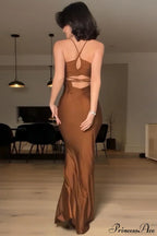 Chic Solid Cami Tube Slim Backless Maxi Dress image 5
