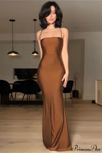 Chic Solid Cami Tube Slim Backless Maxi Dress image 4