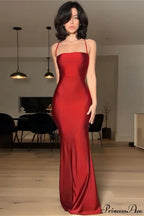 Chic Solid Cami Tube Slim Backless Maxi Dress image 1