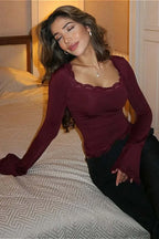 Chic Square Neck Long Sleeve Slim Long Sleeve Tee image 5