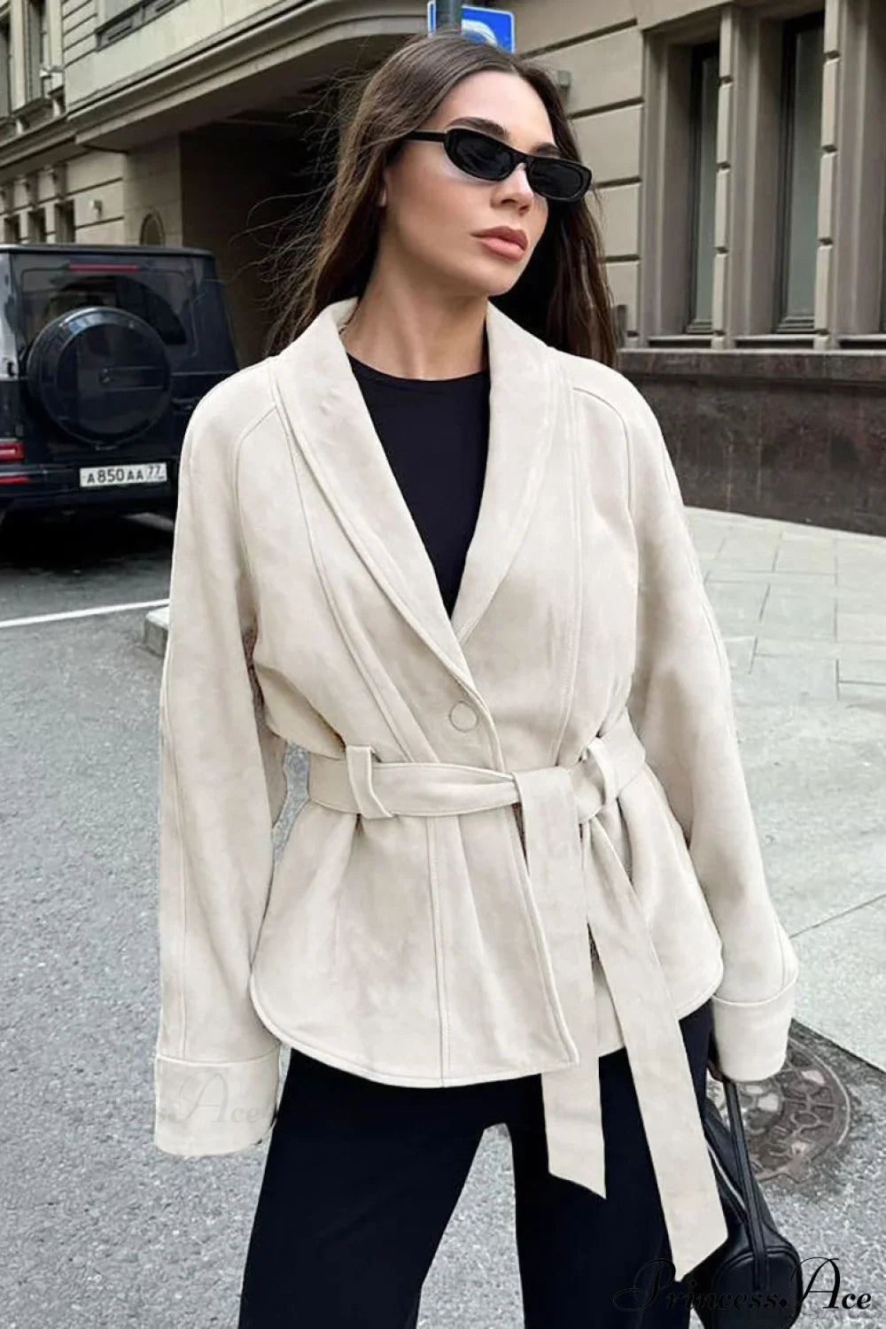 Chic Suede Long Sleeve Jacket Coat image 5
