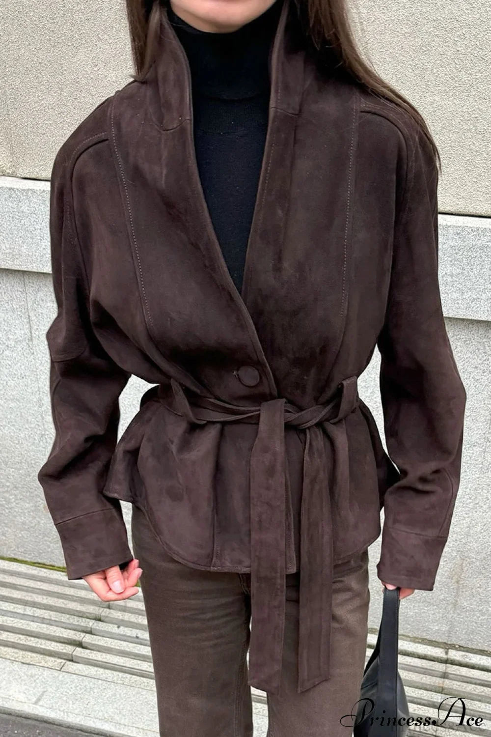 Chic Suede Long Sleeve Jacket Coat image 2