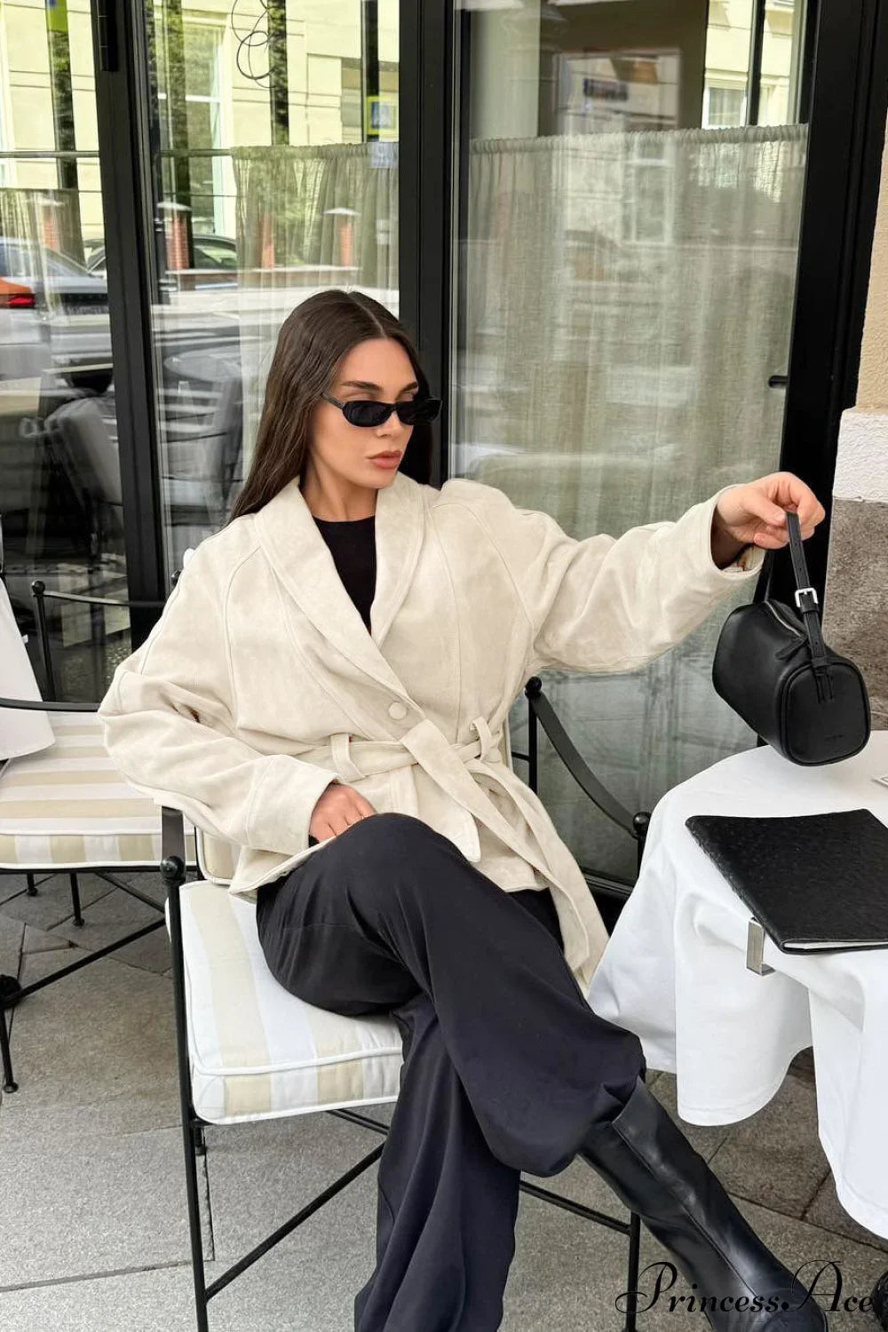 Chic Suede Long Sleeve Jacket Coat image 6