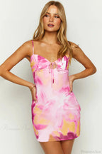 Chic Tie Detail Spaghetti Strap Fitted Mini Dress image 3