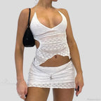 Chic V Neck Halter Tie-Up Bandage Crop Top Mini Pencil Skirt Two Pieces Set image 8