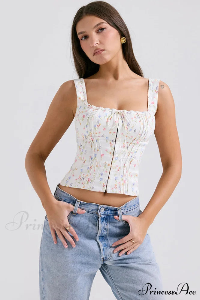 Chicca White Stylish Posy Print Top image 2