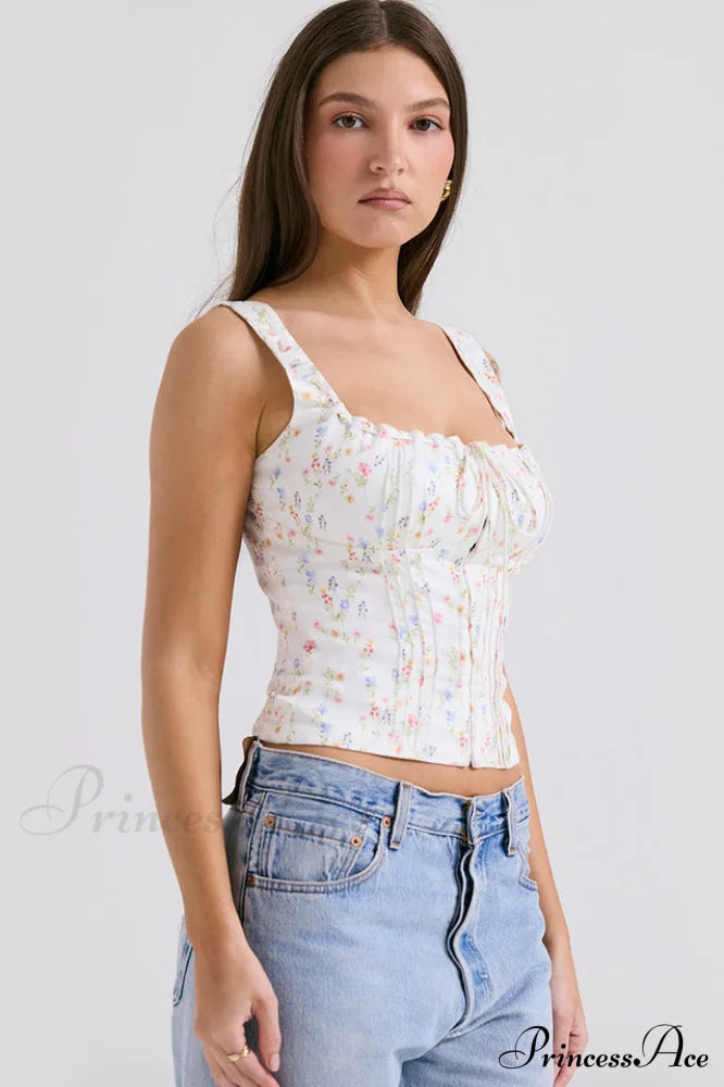 Chicca White Stylish Posy Print Top image 3