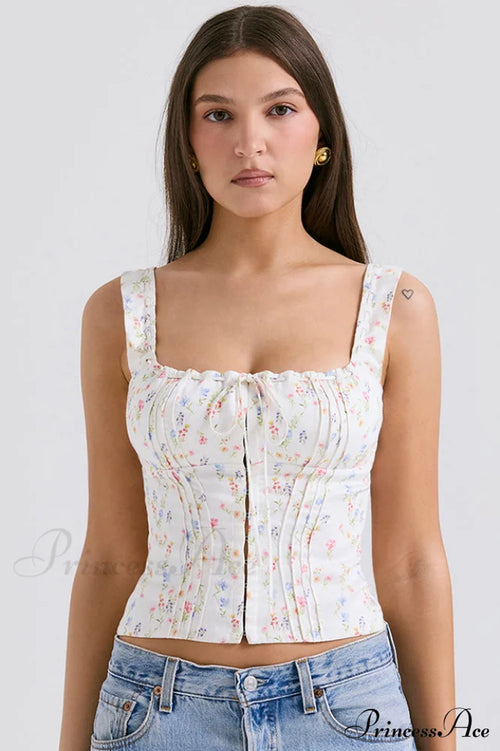 Chicca White Stylish Posy Print Top image 1