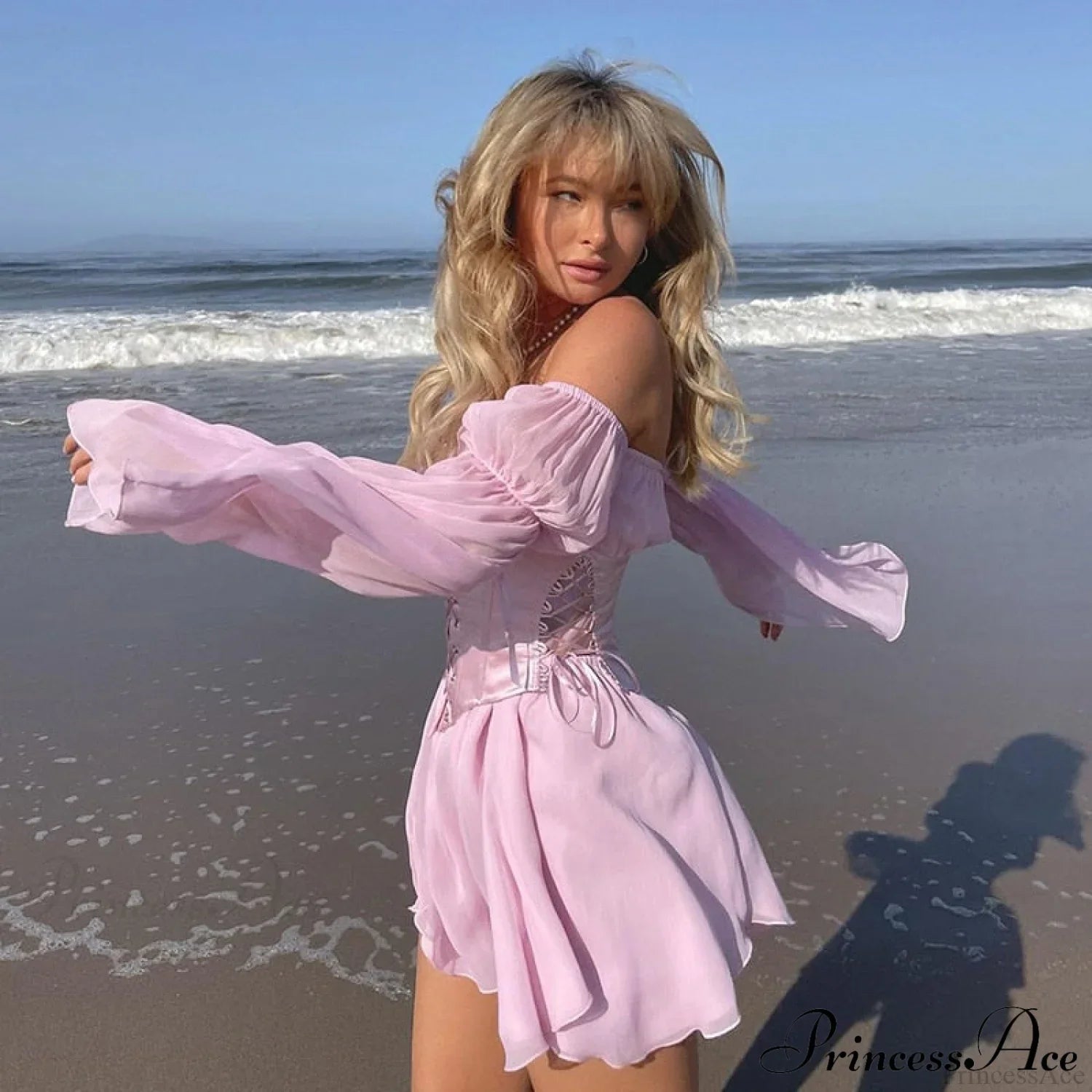Chiffon Detachable Corset Charming Puff Sleeve Mini Dresses image 13