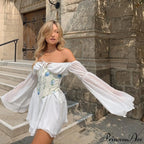 Chiffon Detachable Corset Charming Puff Sleeve Mini Dresses image 17