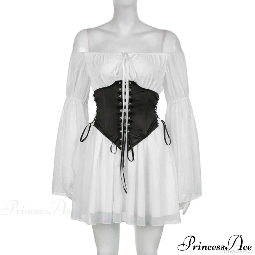 Chiffon Detachable Corset Charming Puff Sleeve Mini Dresses image 12