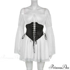 Chiffon Detachable Corset Charming Puff Sleeve Mini Dresses image 12