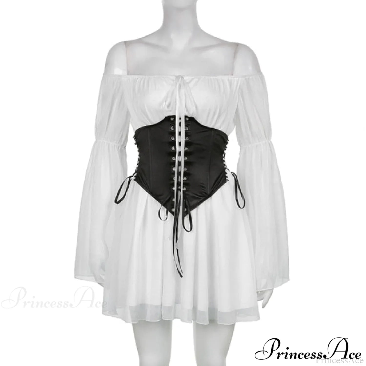 Chiffon Detachable Corset Charming Puff Sleeve Mini Dresses image 12