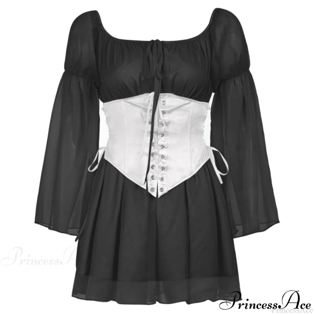 Chiffon Detachable Corset Charming Puff Sleeve Mini Dresses image 9