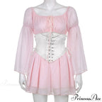 Chiffon Detachable Corset Charming Puff Sleeve Mini Dresses image 8