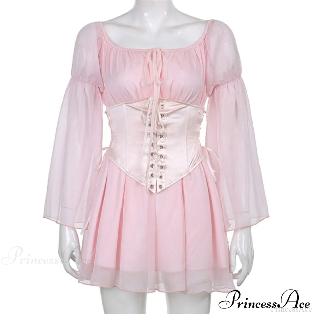 Chiffon Detachable Corset Charming Puff Sleeve Mini Dresses image 15