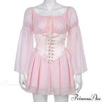 Chiffon Detachable Corset Charming Puff Sleeve Mini Dresses image 15