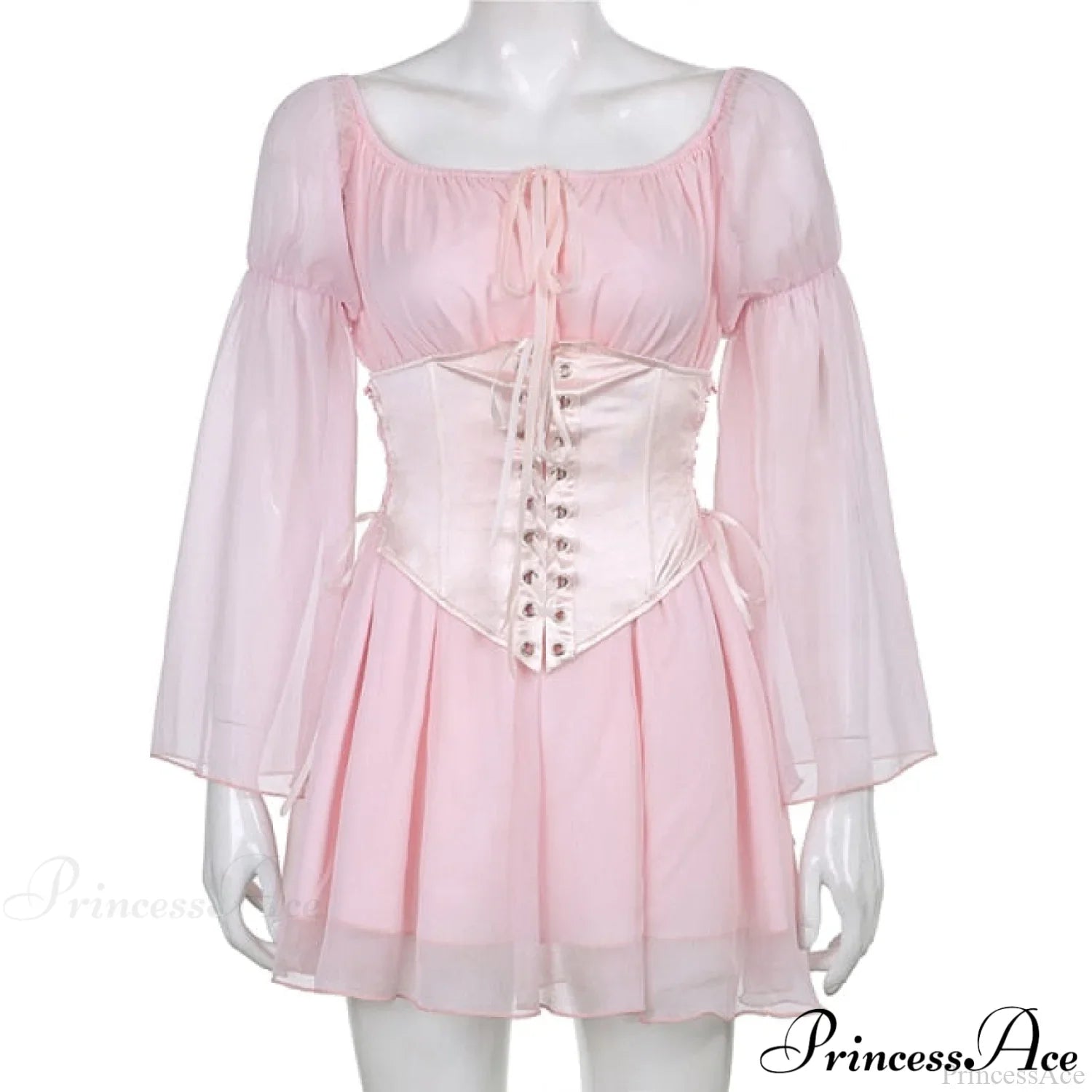Chiffon Detachable Corset Charming Puff Sleeve Mini Dresses image 15