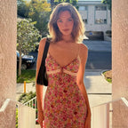 Chiffon Floral Lace Strap Boho Dress image 3