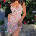 Chiffon Floral Lace Strap Boho Dress image 2