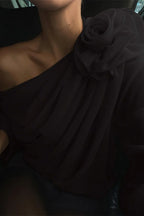 Chiffon Floral Off-the-Shoulder Fitted Blouse image 9