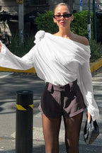 Chiffon Floral Off-the-Shoulder Fitted Blouse image 4