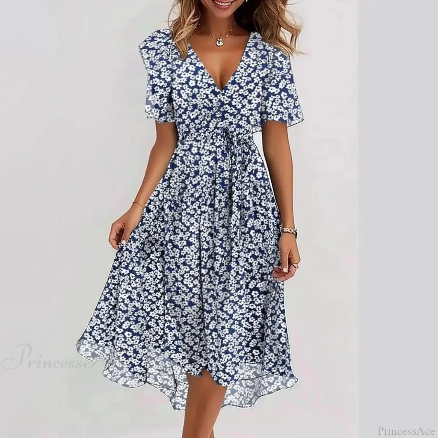 Chiffon Floral Print V-neck Dress image 9