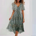 Chiffon Floral Print V-neck Dress image 6