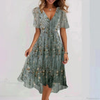 Chiffon Floral Print V-neck Dress image 6