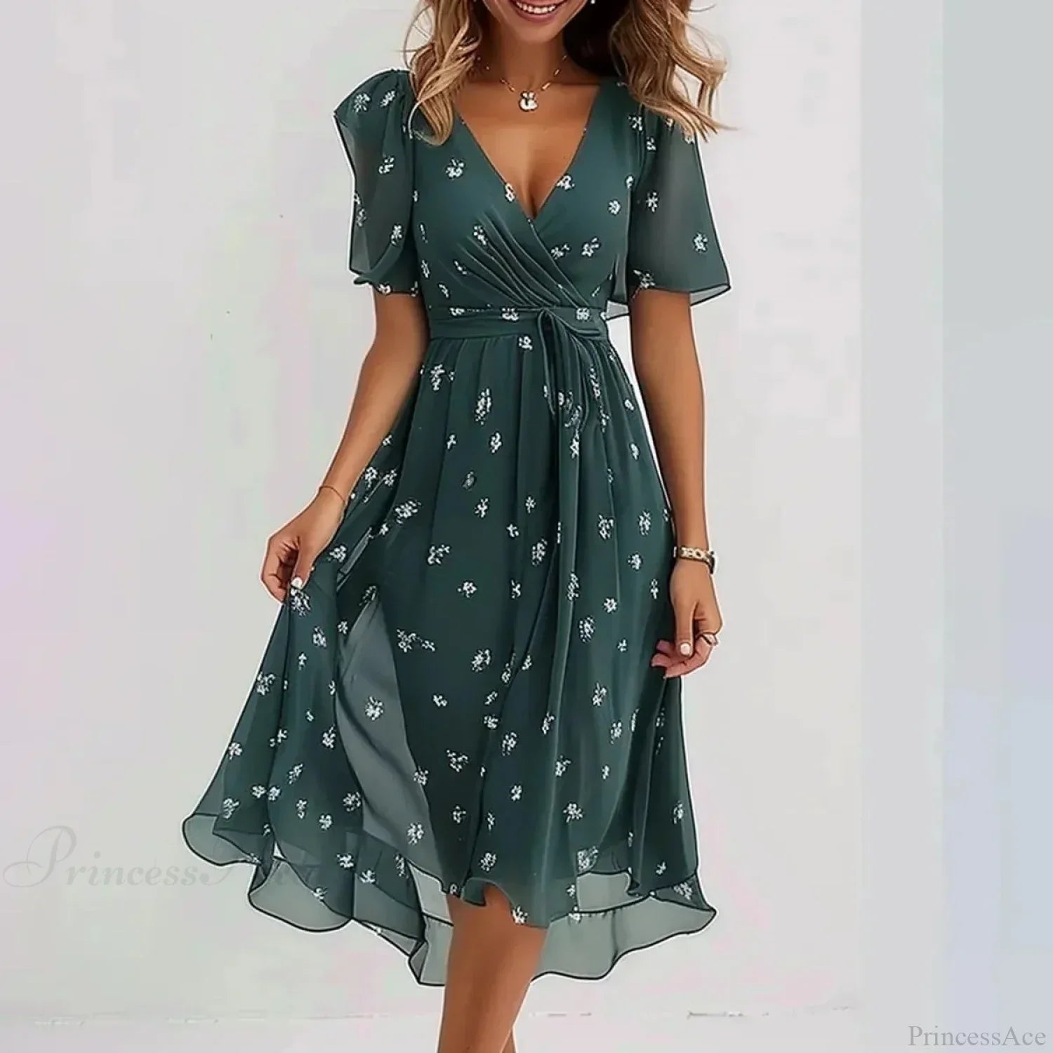 Chiffon Floral Print V-neck Dress image 10