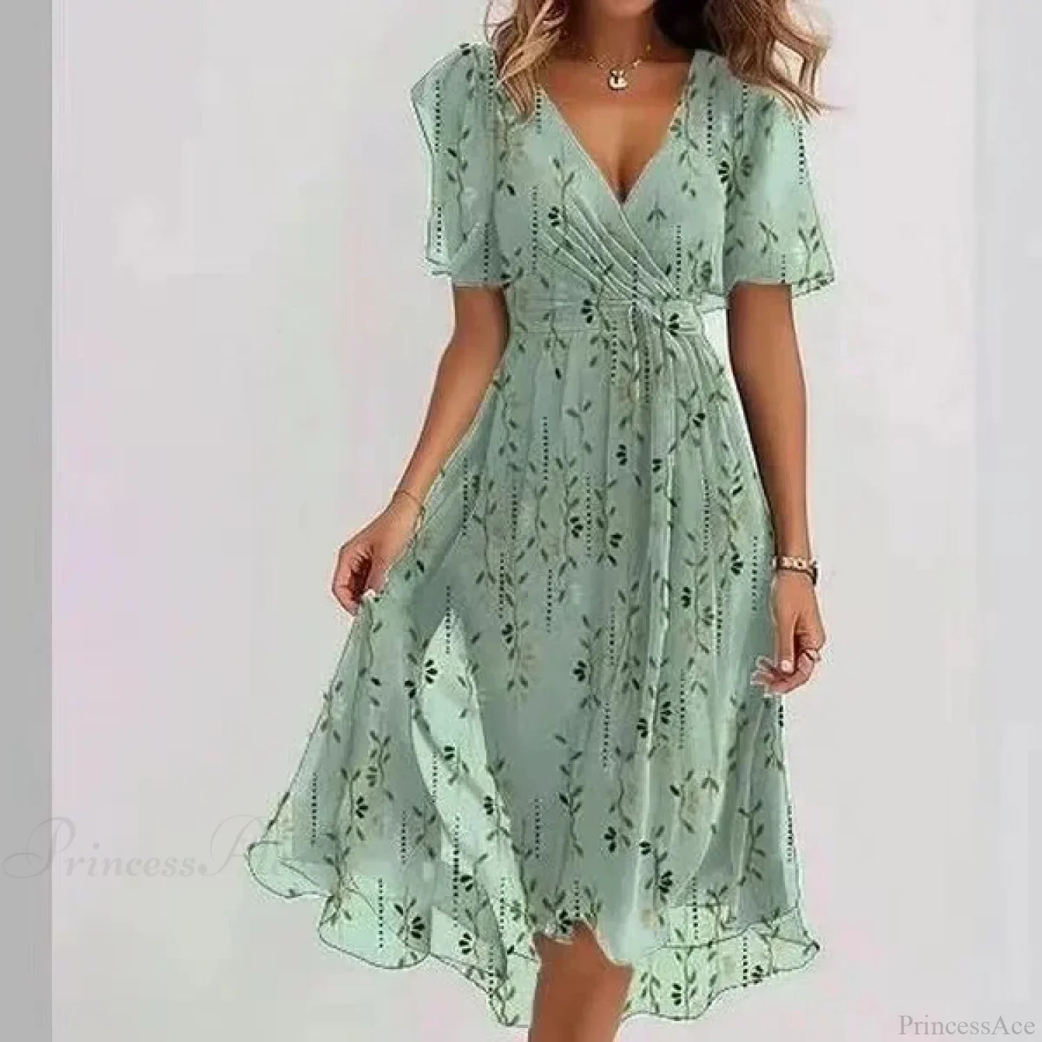 Chiffon Floral Print V-neck Dress image 16
