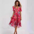 Chiffon Floral Print V-neck Dress image 1