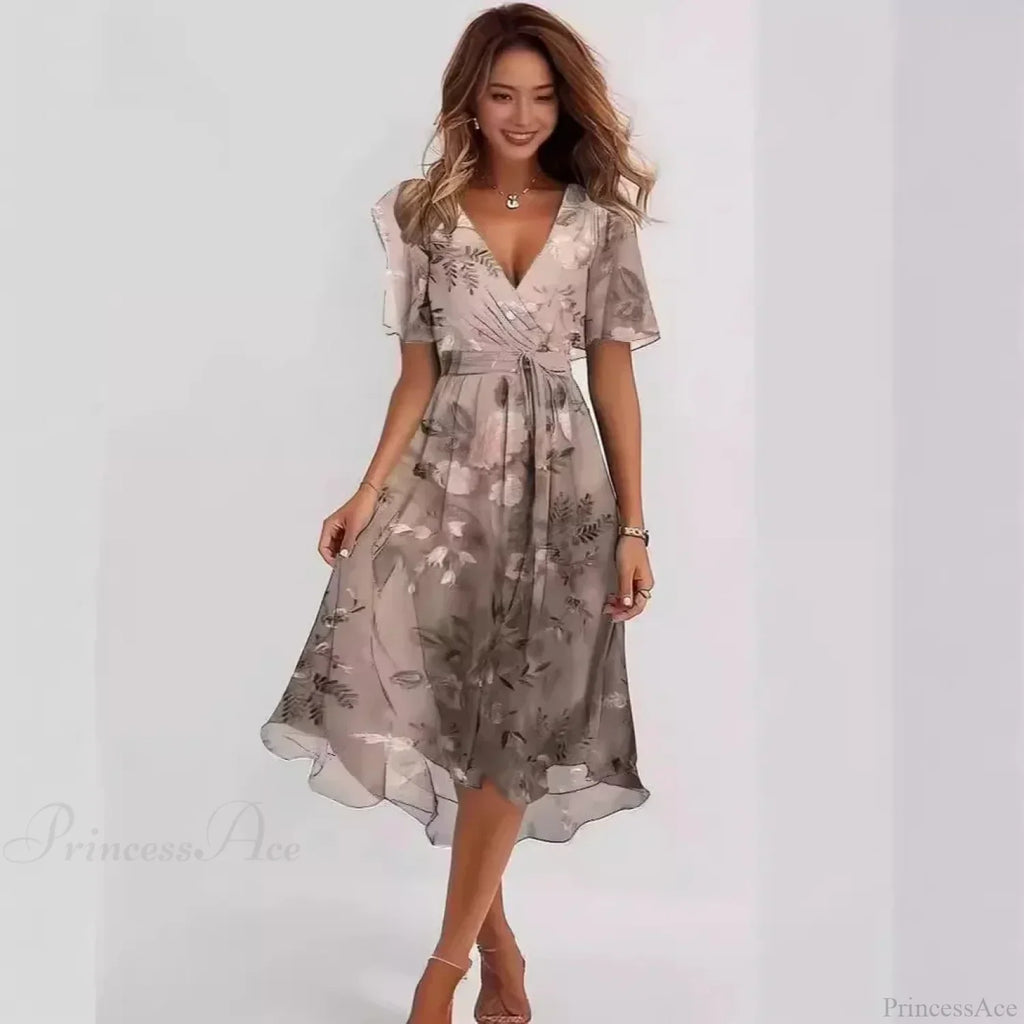 Chiffon Floral Print V-neck Dress image 3