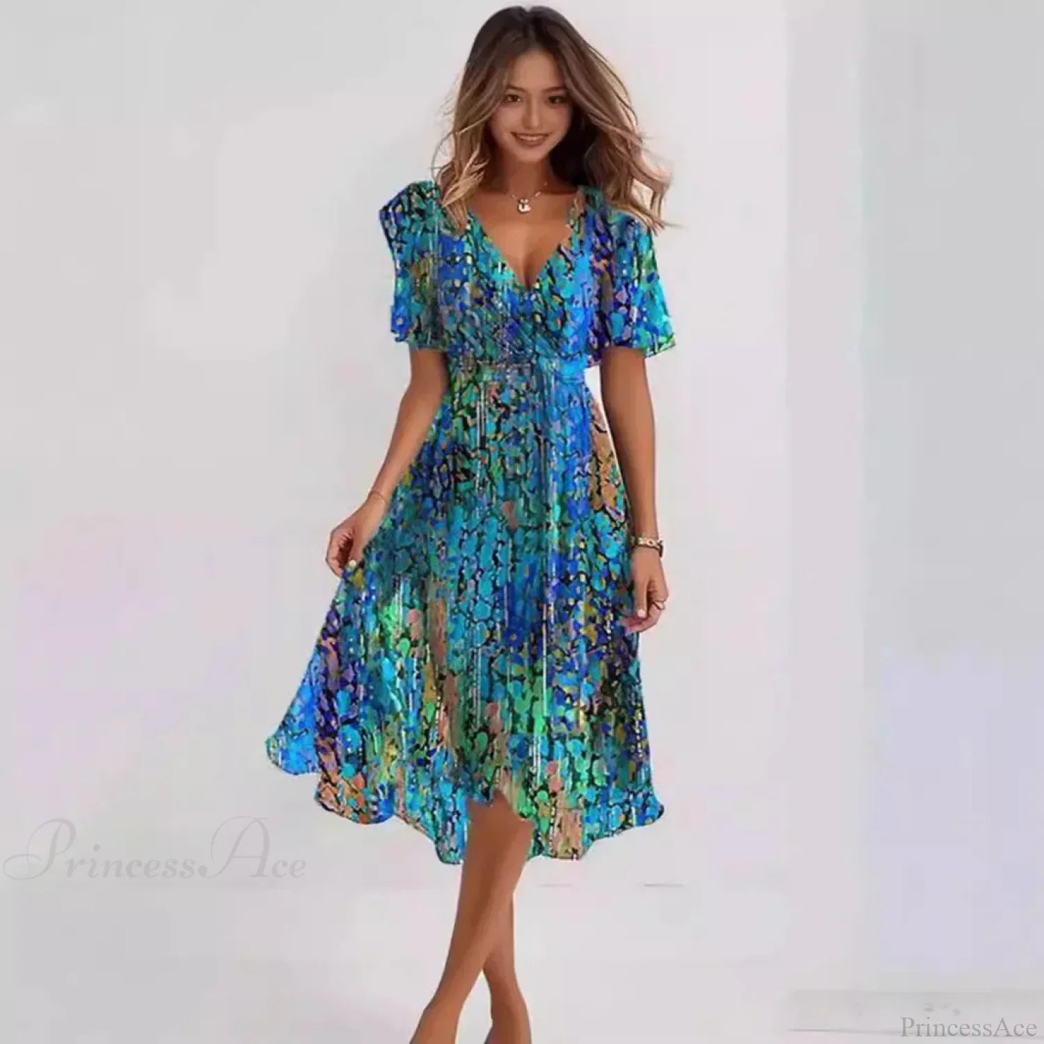 Chiffon Floral Print V-neck Dress image 4