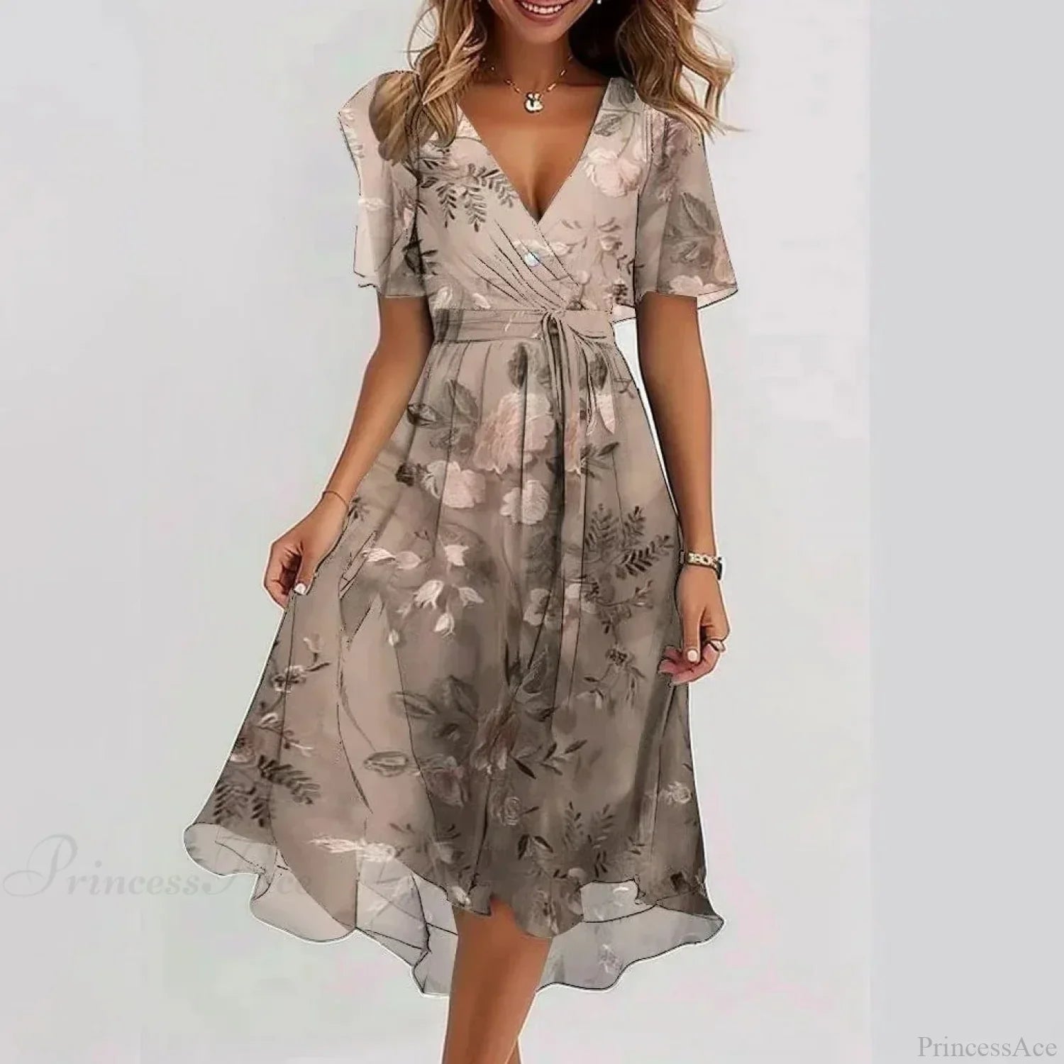 Chiffon Floral Print V-neck Dress image 13